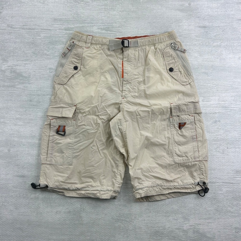 Vintage Y2K Nesiad Shorts‎ Size Medium Tan Rave Baggy Utility